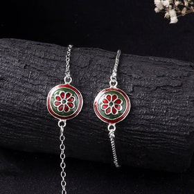 Handcrafted Meenakari Bhaiya Bhabhi Rakhi Set with Coir Box 138