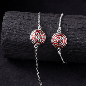 Handcrafted Meenakari Bhaiya Bhabhi Rakhi Set with Coir Box 139