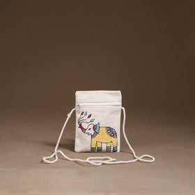 White - Madhubani Handpainted Mobile Sling Bag 37