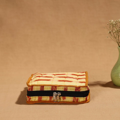 Yellow Handmade Cotton Jewelry Bag - 4 Pockets | iTokri