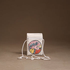 White - Madhubani Handpainted Mobile Sling Bag 38