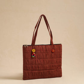  Brown Handcrafted Quilted Cotton Hand Bag