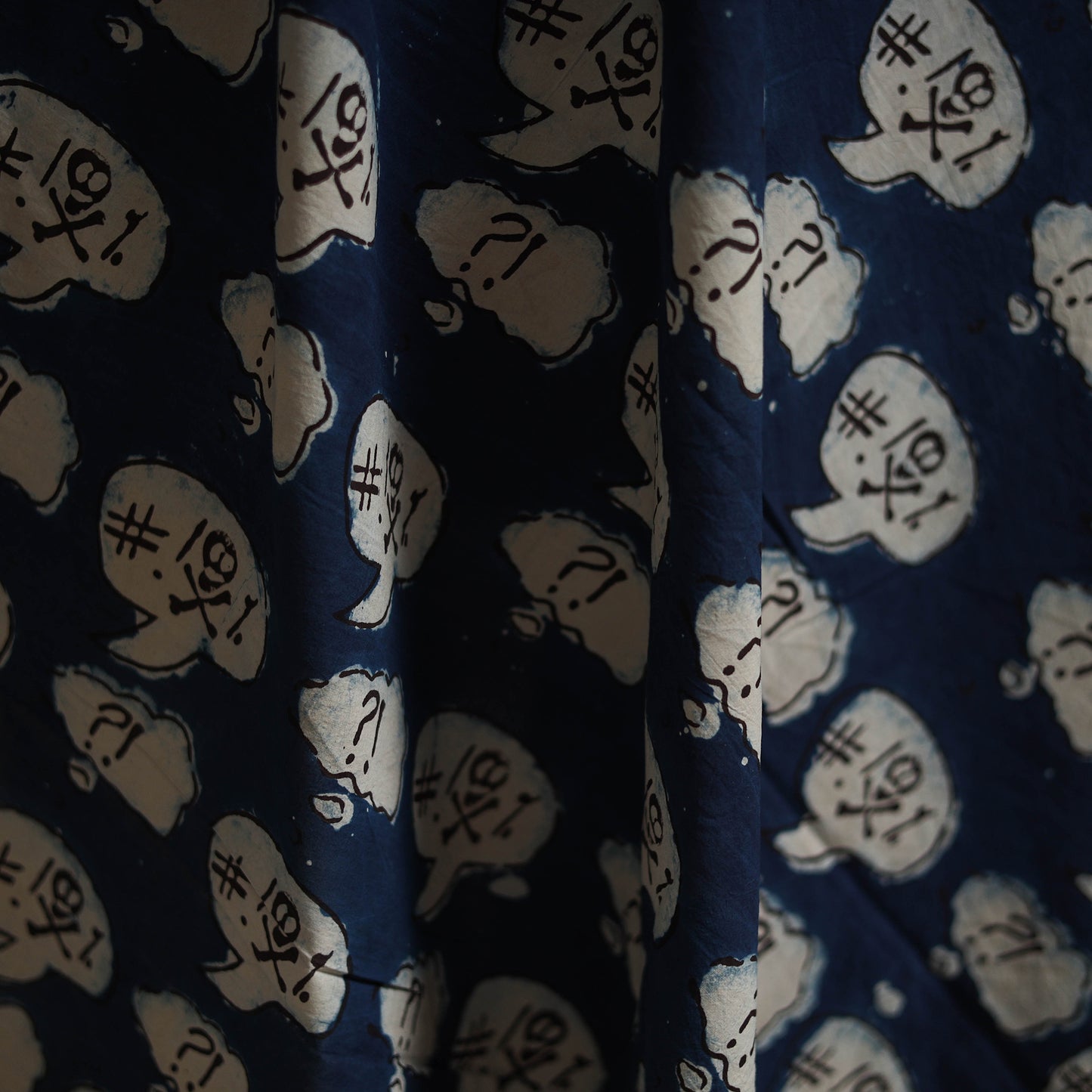 Bindaas Hand Block Art Print Natural Dyed Cotton Fabric - You *%!!#?