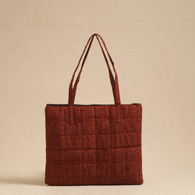  Brown Handcrafted Quilted Cotton Hand Bag
