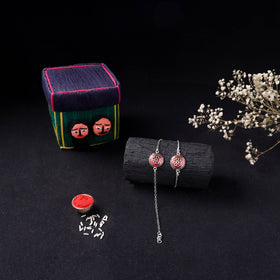 Handcrafted Meenakari Bhaiya Bhabhi Rakhi Set with Coir Box 144