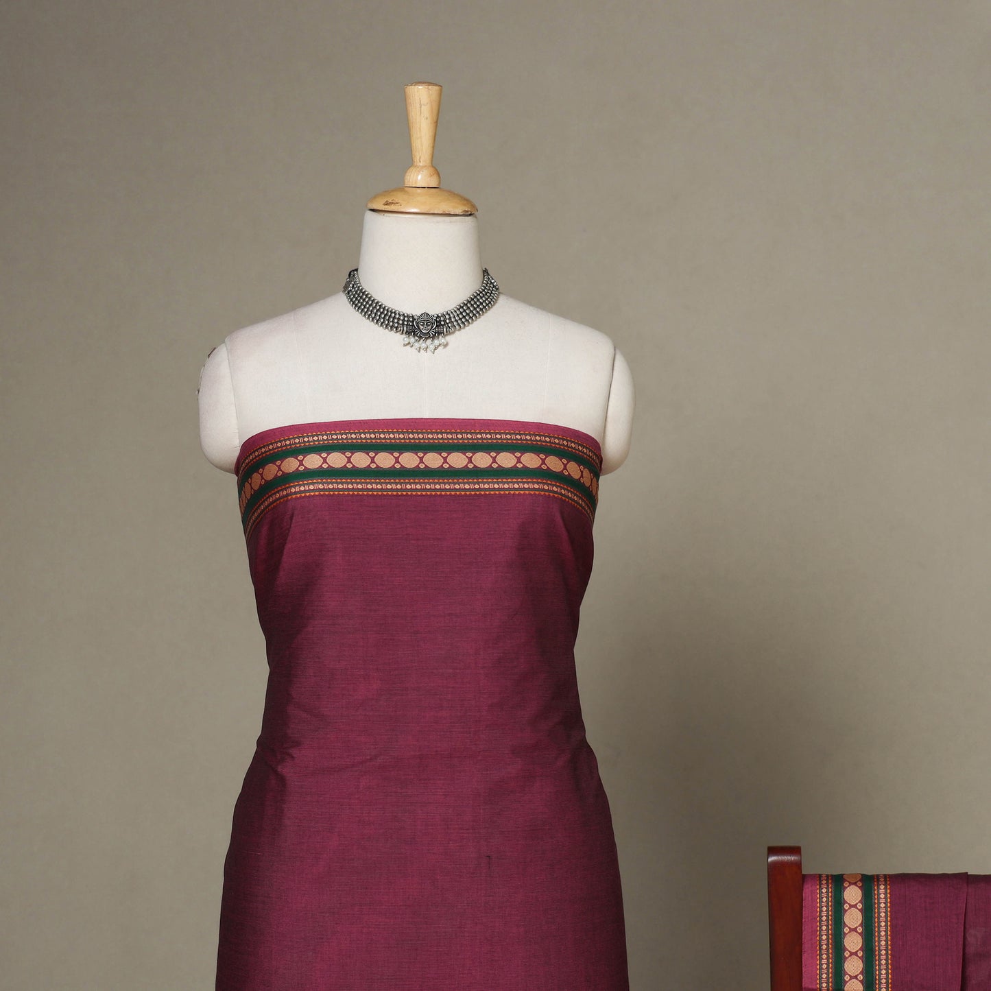 Purple - 2pc unstitched kandangi chettinad cotton dress