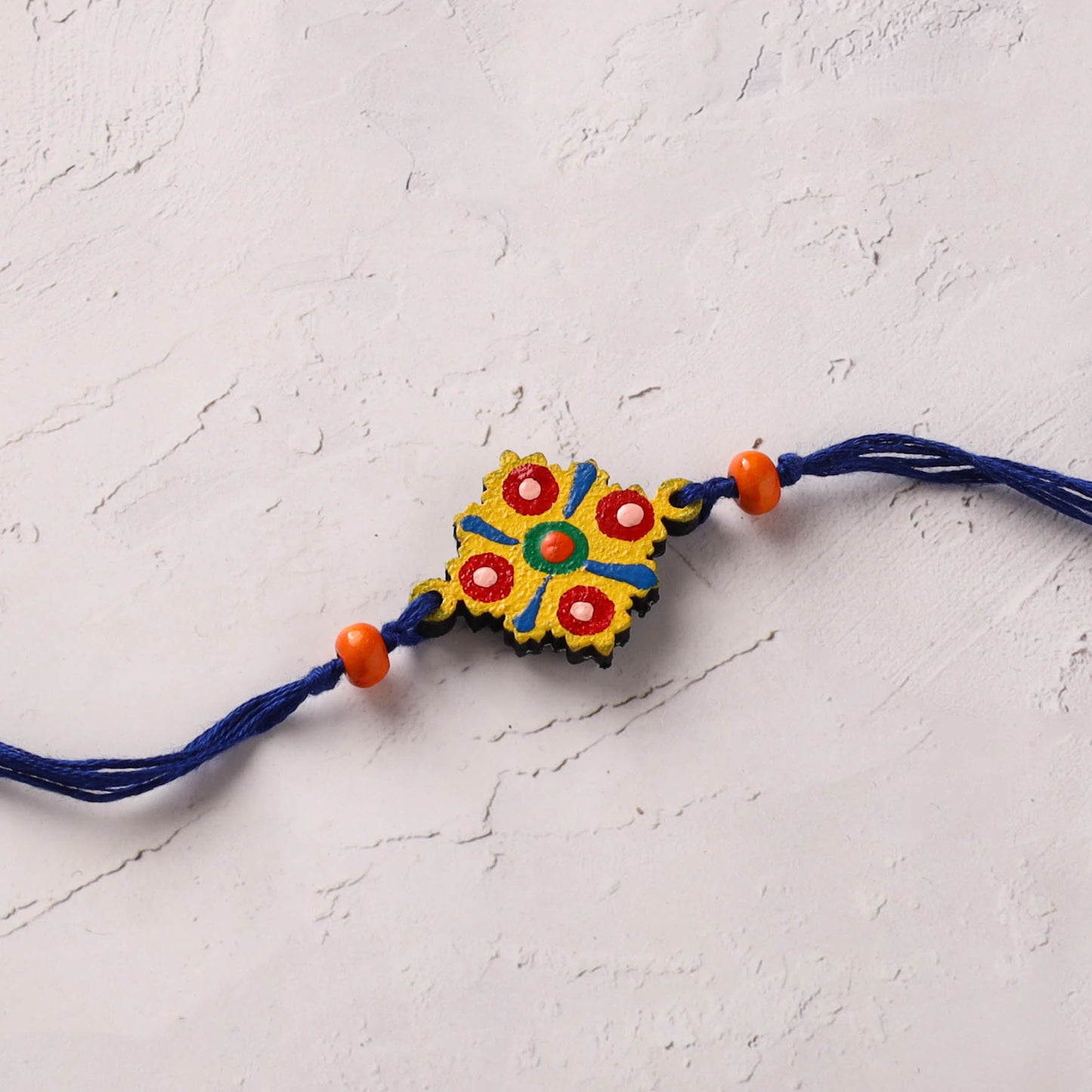 Mandala Art Handpainted Wooden Rakhi 02