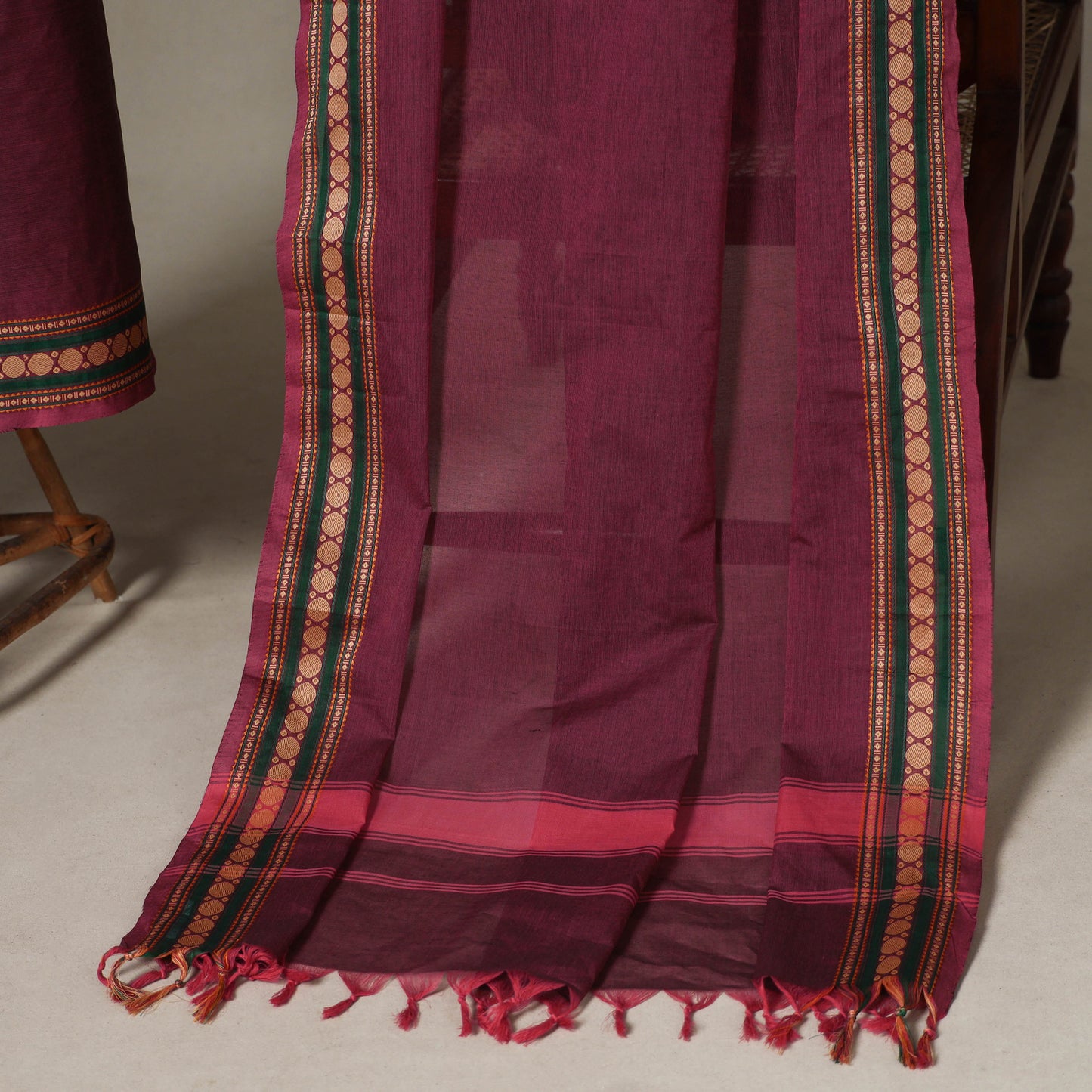 Purple - 2pc unstitched kandangi chettinad cotton dress