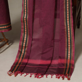 Purple - 2pc unstitched kandangi chettinad cotton dress