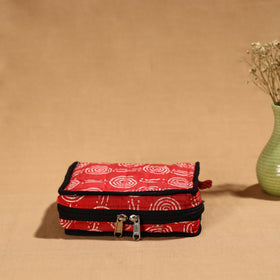 Red Handmade Cotton Jewelry Bag - 4 Pockets | iTokri