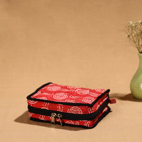 Red Handmade Cotton Jewelry Bag - 4 Pockets | iTokri
