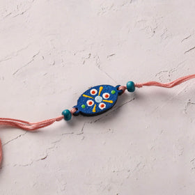 Mandala Art Handpainted Wooden Rakhi 01