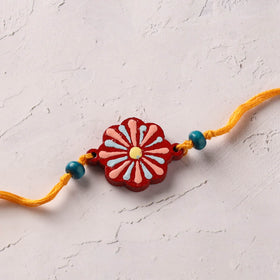 Mandala Art Handpainted Wooden Rakhi 03