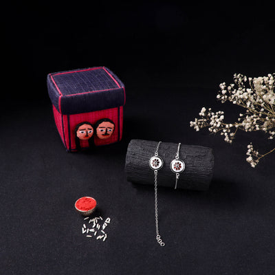 Handcrafted Meenakari Bhaiya Bhabhi Rakhi Set with Coir Box 147