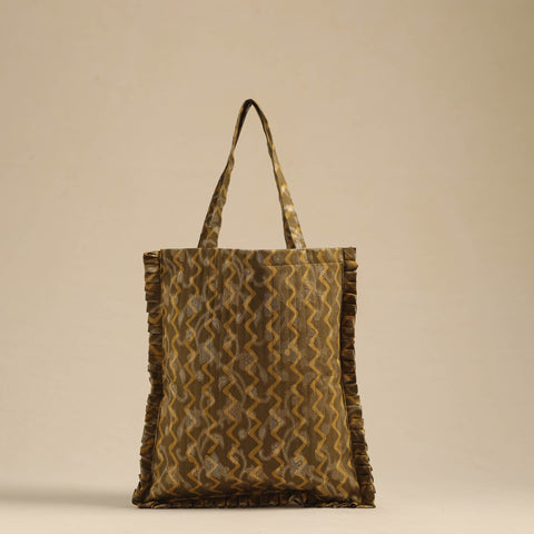 Brown - Handcrafted Cotton Frill Jhola Bag 33