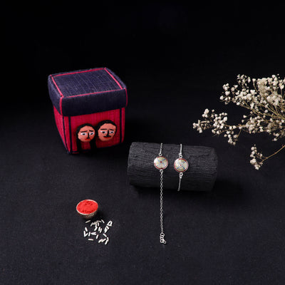 Handcrafted Meenakari Bhaiya Bhabhi Rakhi Set with Coir Box 148