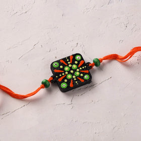 Mandala Art Handpainted Wooden Rakhi 04