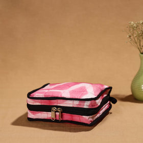 Pink Handmade Cotton Jewelry Bag - 4 Pockets