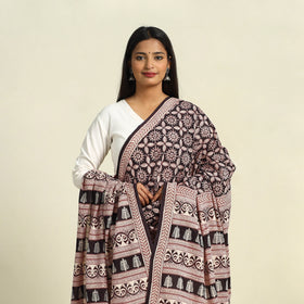  Black Natural Dye Mul Cotton Bagh Print Dupatta