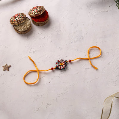 Mandala Art Handpainted Wooden Rakhi 06