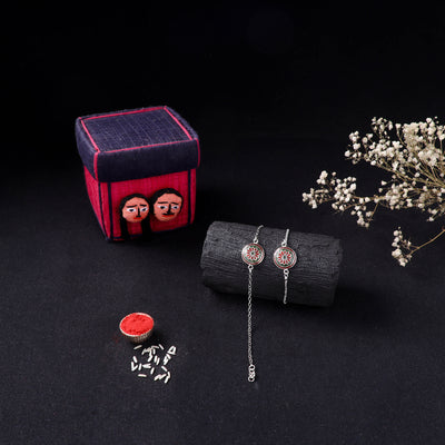 Handcrafted Meenakari Bhaiya Bhabhi Rakhi Set with Coir Box 150