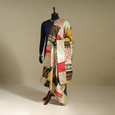 Multicolor - patchwork reversible silk bengal kantha work