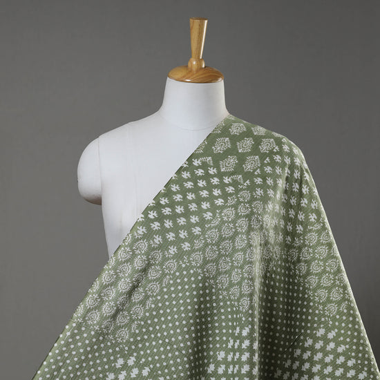 Green - Kantha Stitch Cotton Sanganeri Print Fabric 12