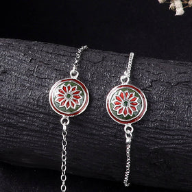 Handcrafted Meenakari Bhaiya Bhabhi Rakhi Set with Coir Box 150