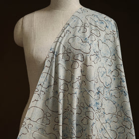Bindaas Hand Block Art Print Natural Dyed Cotton Fabric - Cloudy Sky