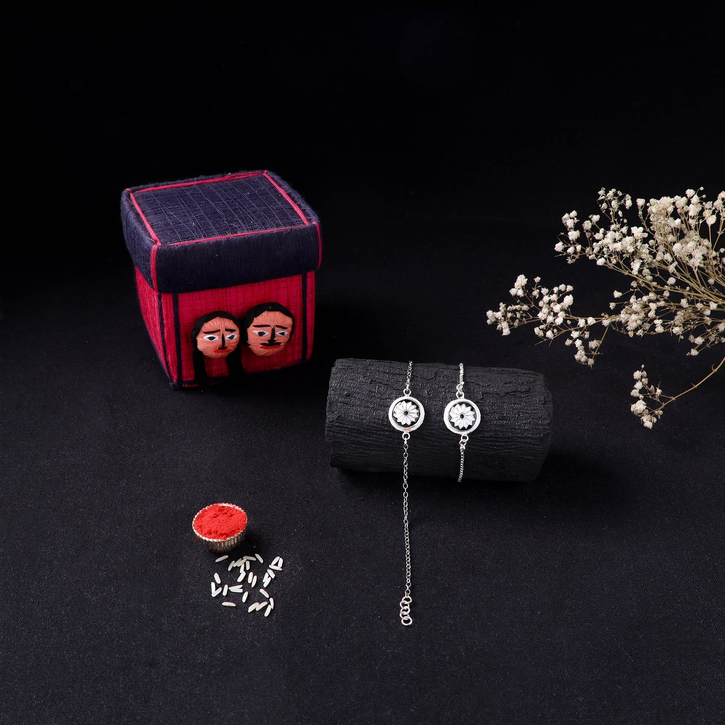 Handcrafted Meenakari Bhaiya Bhabhi Rakhi Set with Coir Box 151