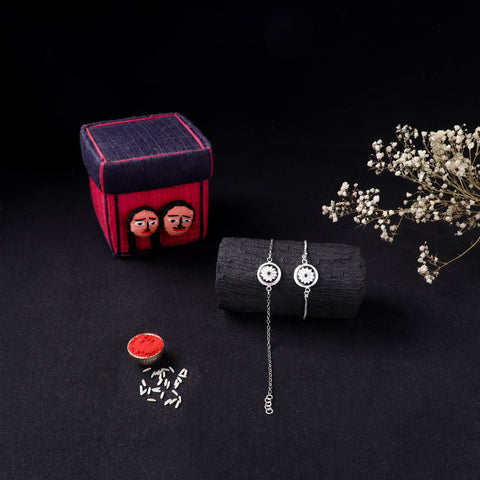 Handcrafted Meenakari Bhaiya Bhabhi Rakhi Set with Coir Box 151