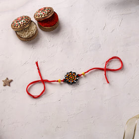 Mandala Art Handpainted Wooden Rakhi 07