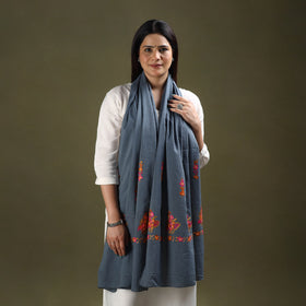 Buy Grey Cotton Kashida Embroidery Stole