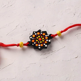 Mandala Art Handpainted Wooden Rakhi 07
