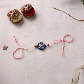 Mandala Art Handpainted Wooden Rakhi 08