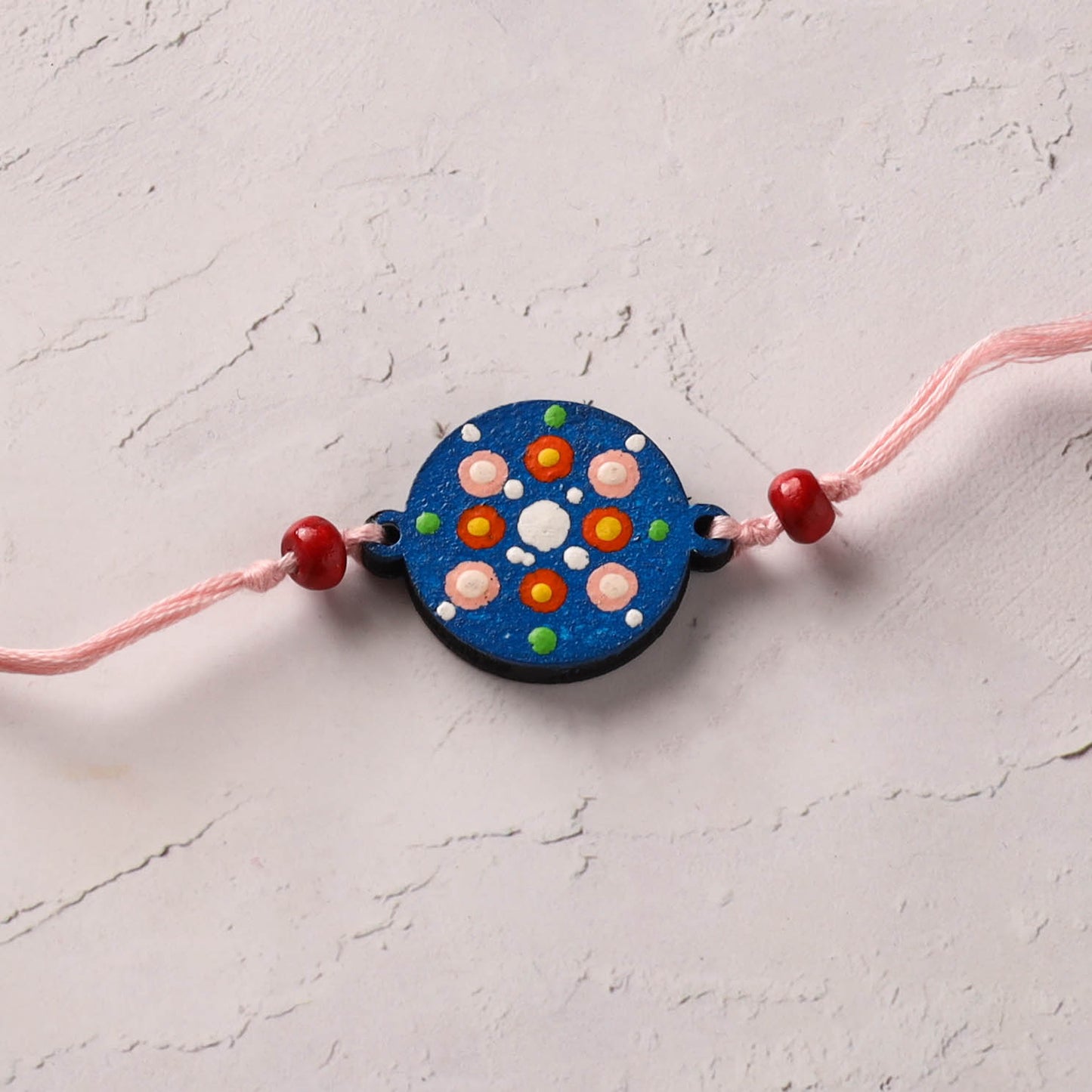 Mandala Art Handpainted Wooden Rakhi 08