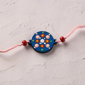 Mandala Art Handpainted Wooden Rakhi 08