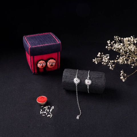 Handcrafted Meenakari Bhaiya Bhabhi Rakhi Set with Coir Box 153