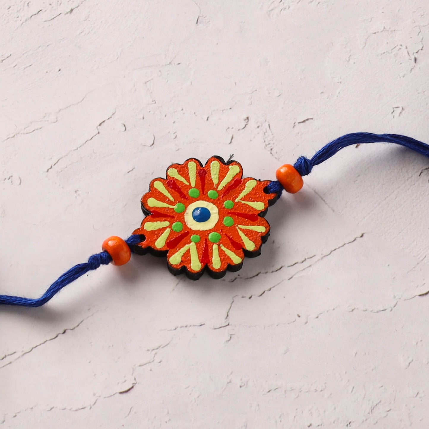 Mandala Art Handpainted Wooden Rakhi 09