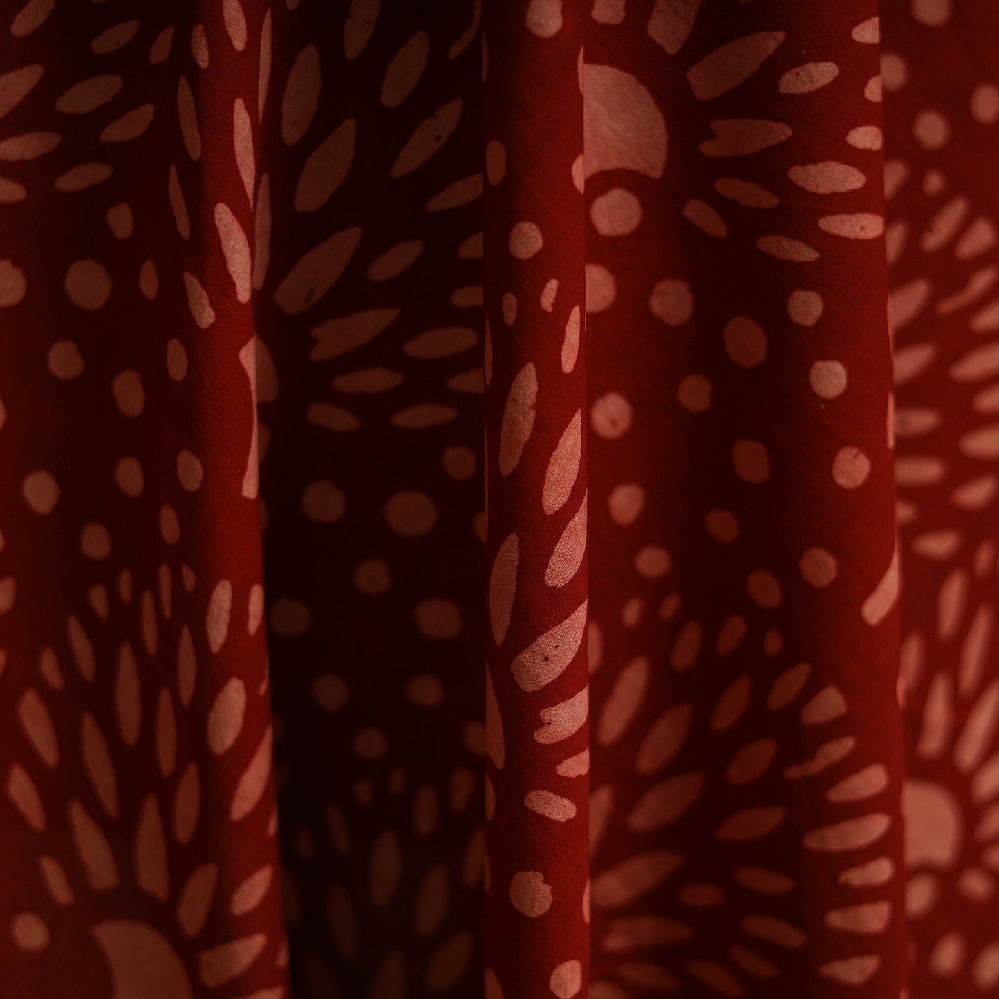 Bindaas Hand Block Art Print Natural Dyed Cotton Fabric - Red Canopy