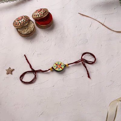 Mandala Art Handpainted Wooden Rakhi 10