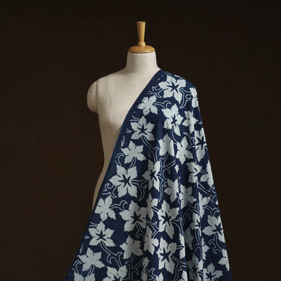 Bindaas Hand Block Art Print Natural Dyed Cotton Fabric - Karela Leaf