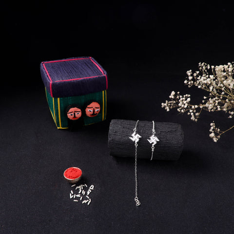 Handcrafted Meenakari Bhaiya Bhabhi Rakhi Set with Coir Box 157