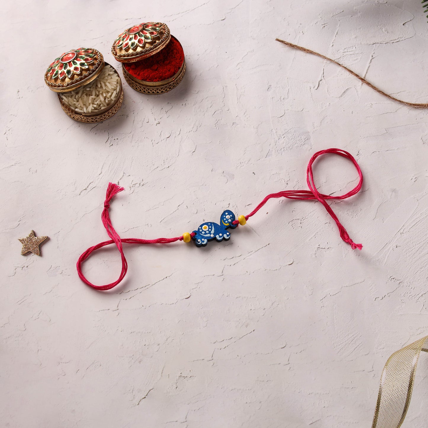 Mandala Art Handpainted Wooden Rakhi 14