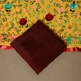 Yellow - 3pc hand embroidery georgette unstitched phulkari