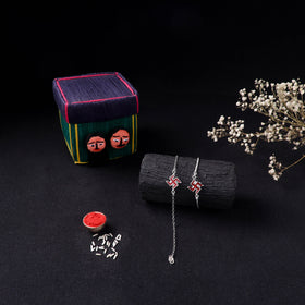 Handcrafted Meenakari Bhaiya Bhabhi Rakhi Set with Coir Box 158