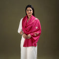 Pink Cotton Kashida Embroidery Stole