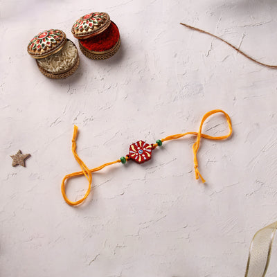 Mandala Art Handpainted Wooden Rakhi 15