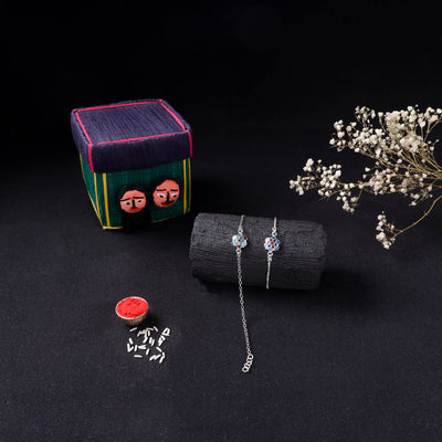 Handcrafted Meenakari Bhaiya Bhabhi Rakhi Set with Coir Box 159