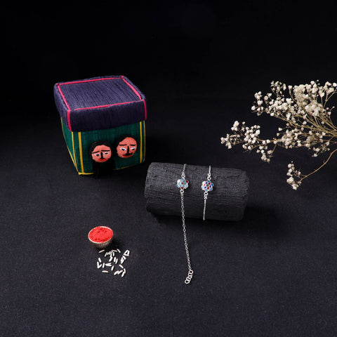 Handcrafted Meenakari Bhaiya Bhabhi Rakhi Set with Coir Box 159